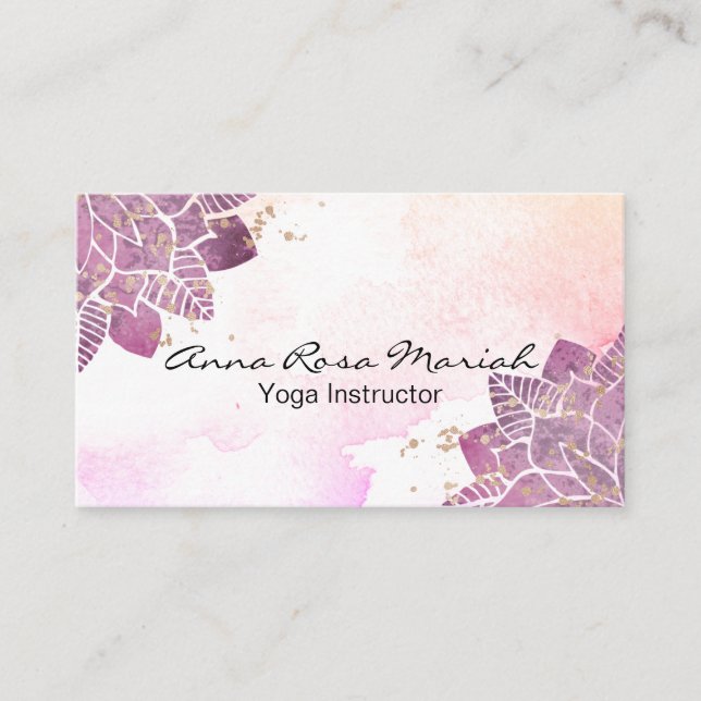 Tarjeta De Visita *~* Acuarela Mandala Purpurina curación de yoga de (Anverso)