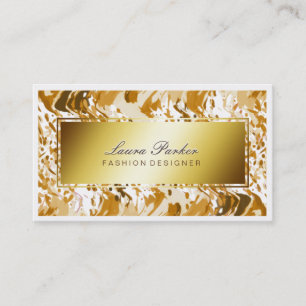 Tarjeta De Visita Acuarela Maquillaje Artista Cabello Estilista Oro 