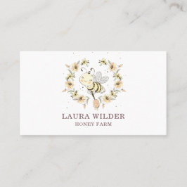 Tarjeta De Visita Acuarela Miel Abeja Floral Apia Busin