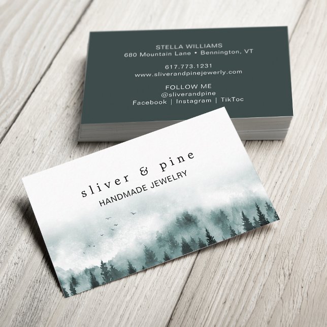 Tarjeta De Visita Acuarela Misty Mountain (Watercolor Misty Mountain Business Card)