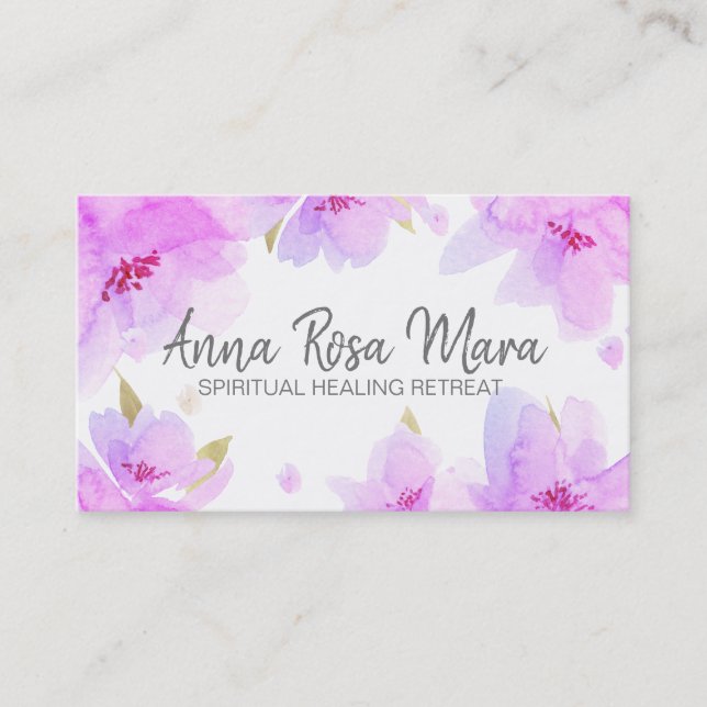 Tarjeta De Visita Acuarela moderna abstracta suavemente floral del (Anverso)