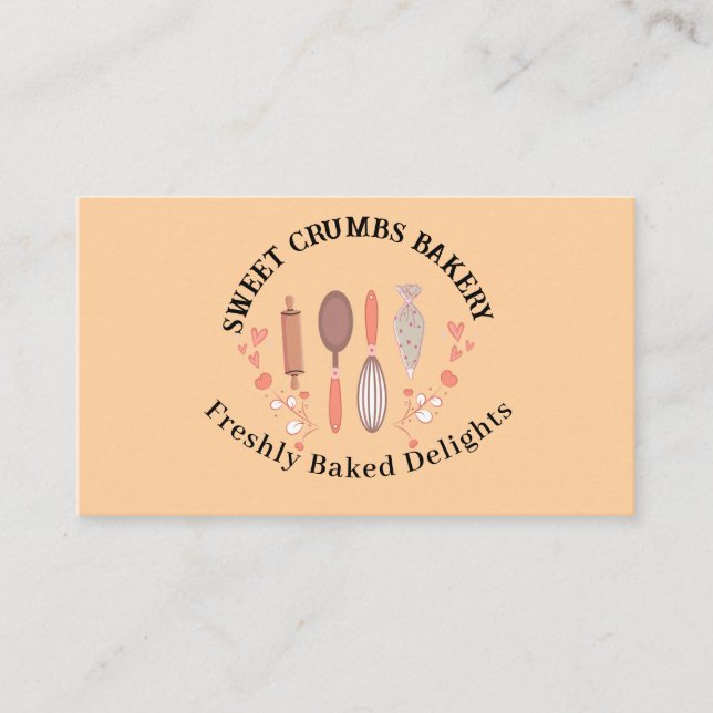 Tarjeta De Visita Acuarela moderna de horneado y utensilios de cocin (Anverso)