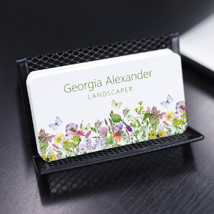 Tarjeta De Visita Acuarela moderna de paisajismo florístico botánico