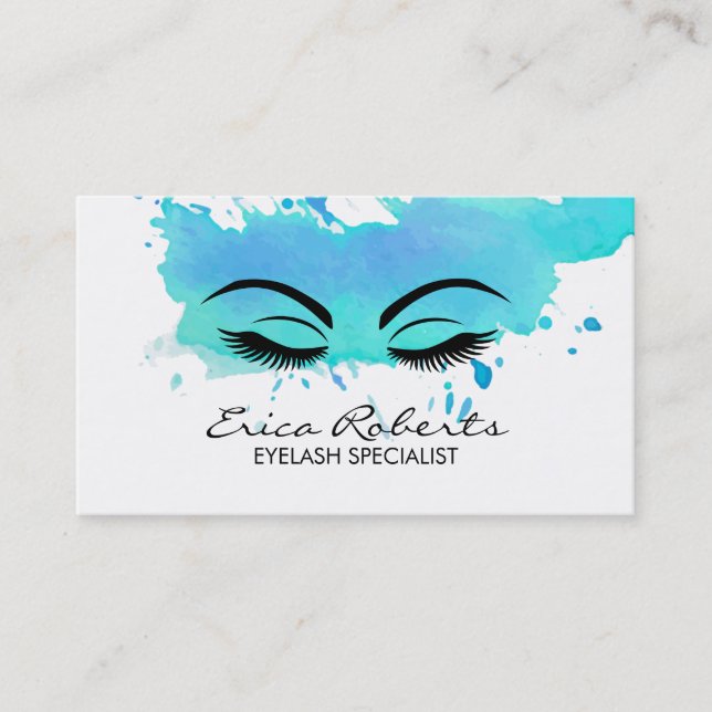 Tarjeta De Visita Acuarela moderna del artista de maquillaje de los (Anverso)