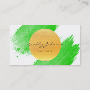 Tarjeta De Visita Acuarela moderna Resumen Elegante Amarillo Verde