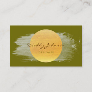 Tarjeta De Visita Acuarela moderna Resumen Elegante Amarillo Verde