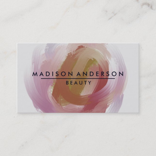 Tarjeta De Visita Acuarela Moderna, Sencilla y Clásica Belleza Rosa (Anverso)