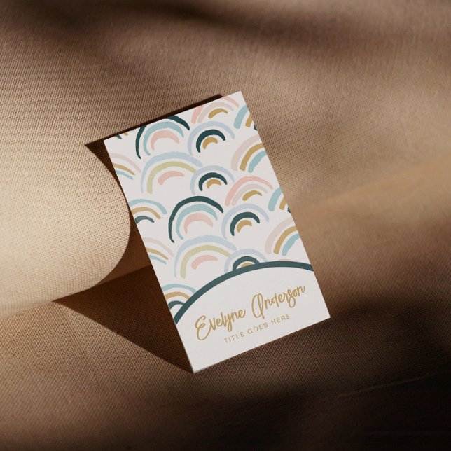 Tarjeta De Visita Acuarela moderna simple Resumen del boho arcoiris (Subido por el creador)