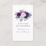 Tarjeta De Visita Acuarela Morado Floral Elegante Bohemia<br><div class="desc">Flores moradas tarjetas de visita modernas y elegantes</div>