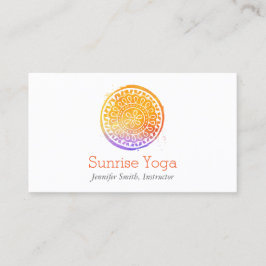 Tarjeta De Visita Acuarela naranja Mandala Yoga y Wellness