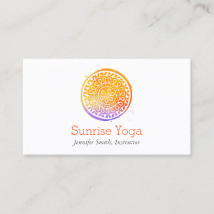 Tarjeta De Visita Acuarela naranja Mandala Yoga y Wellness