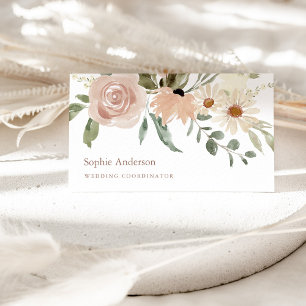 Tarjeta De Visita Acuarela Neutra Floral Botánica