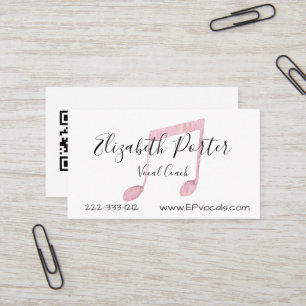 Tarjeta De Visita Acuarela Notas musicales Personalizado Código QR