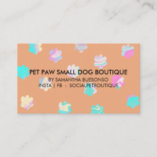 Tarjeta De Visita Acuarela Pastel patas gato perros cuidado de masco