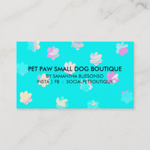 Tarjeta De Visita Acuarela patas azul verdoso gatos perros aseo de m