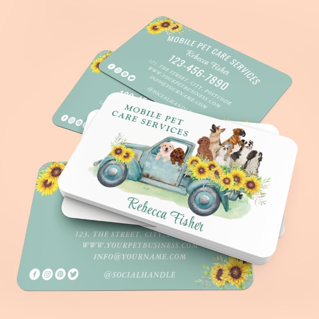Tarjeta De Visita Acuarela Perro Grooming Pet Care Services (mobile pet care services)