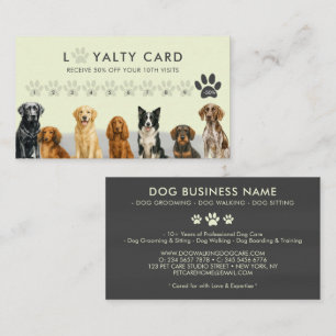 Tarjeta De Visita Acuarela Perro que engendra lealtad verde