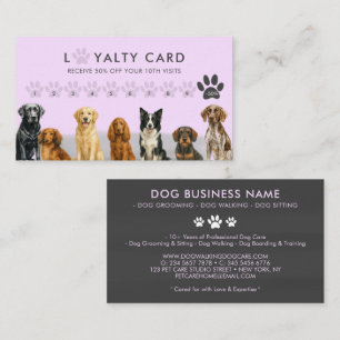 Tarjeta De Visita Acuarela Perro Raza Mascota Lealtad Rosa Grooming