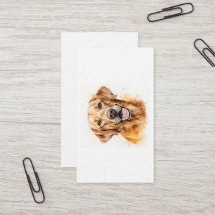 Tarjeta De Visita Acuarela Perro recuperador de labrador dorado