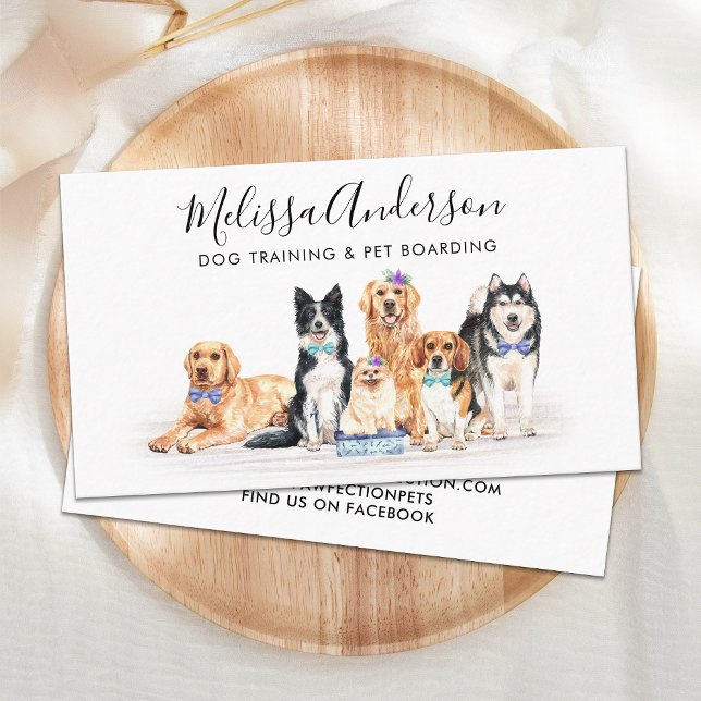 Tarjeta De Visita Acuarela Perros Cuidados de Mascotas Perro Entrena (Subido por el creador)