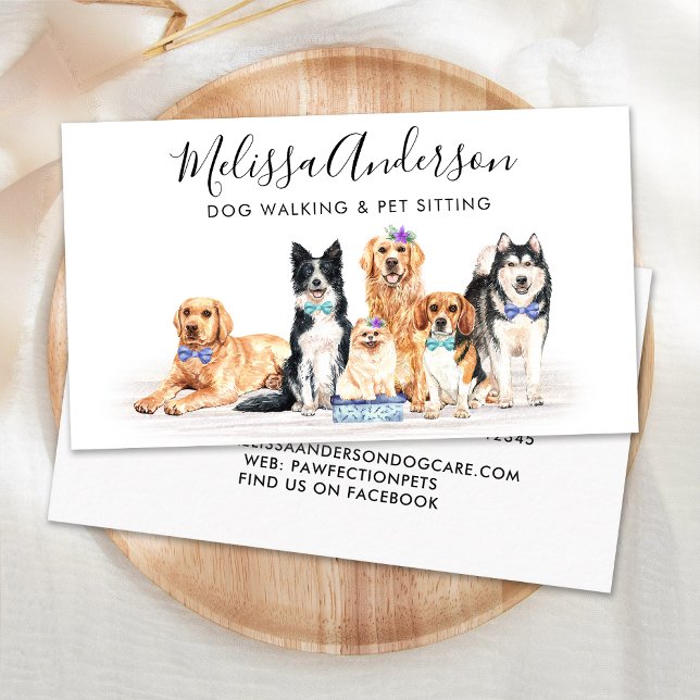 Tarjeta De Visita Acuarela Perros Mascota Sitter Perro Groomer (Subido por el creador)