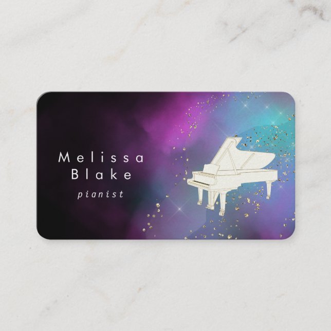 Tarjeta De Visita acuarela pianista (Anverso)