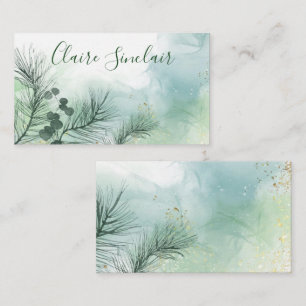 Tarjeta de visita acuarela Pine Floral