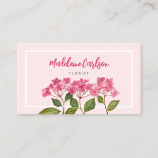 Tarjeta De Visita Acuarela Pink Hydrangea Lacecaps Ilustracion