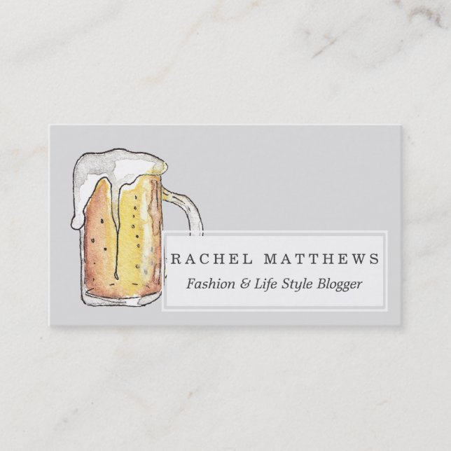 Tarjeta De Visita Acuarela pintada fría de la taza de cerveza de (Anverso)