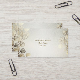 Tarjeta De Visita Acuarela Profesional Foliage de Eucalipto Dorado
