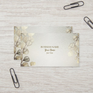 Tarjeta De Visita Acuarela Profesional Foliage de Eucalipto Dorado
