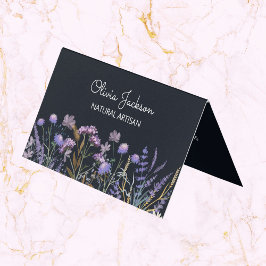 Tarjeta De Visita Acuarela Purple Wildflower Meadow plegado