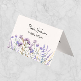 Tarjeta De Visita Acuarela Purple Wildflower Meadow plegado
