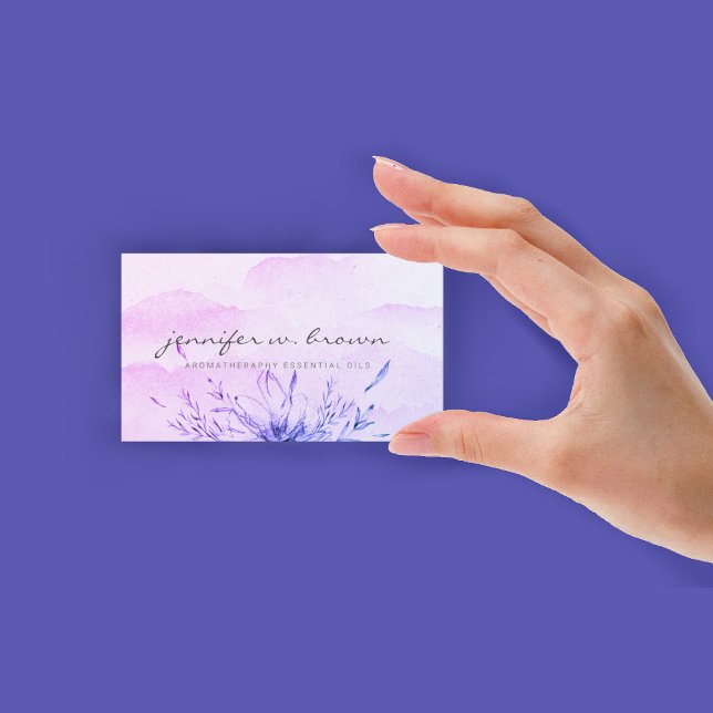 Tarjeta De Visita Acuarela púrpura de aceites esenciales (Essential Oils purple watercolor Business Card)