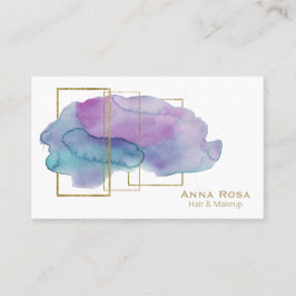 Tarjeta De Visita Acuarela púrpura magenta elegante del oro