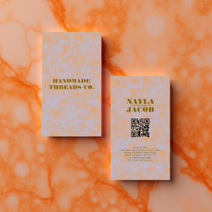 Tarjeta De Visita Acuarela Púrpura y Ropa Hecha a Mano Naranja