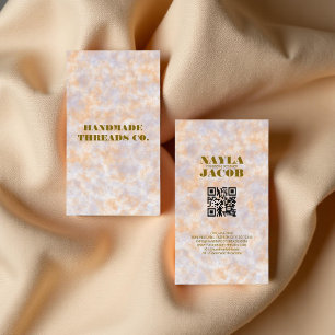 Tarjeta De Visita Acuarela Púrpura y Ropa Hecha a Mano Naranja