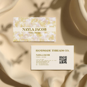 Tarjeta De Visita Acuarela Púrpura y Ropa Verde Hecha a Mano