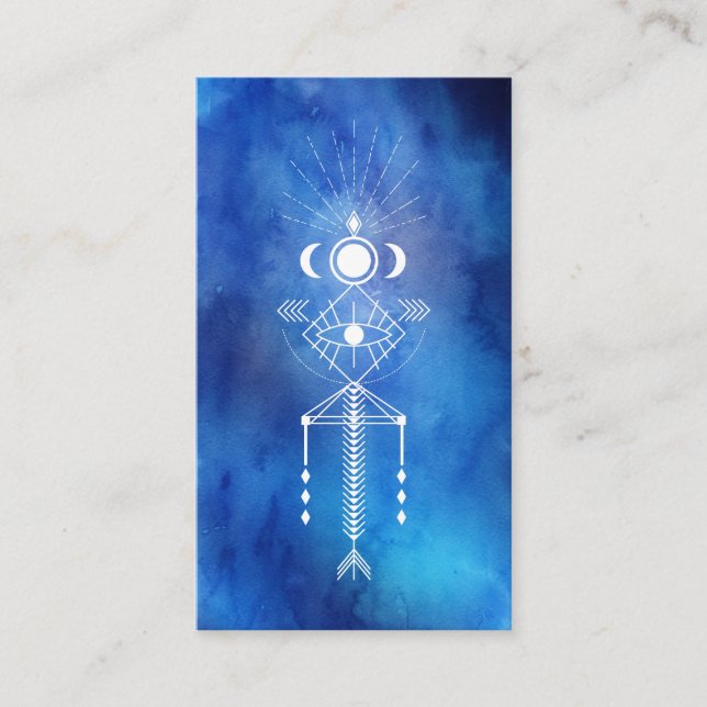 Tarjeta De Visita *~* Acuarela Reiki Tribal Azteca Primal sagrado (Anverso)