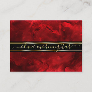 Tarjeta De Visita Acuarela Roja Escarlata Abstracta Negrita