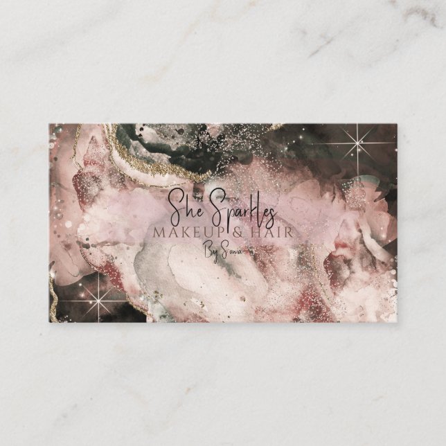 Tarjeta De Visita Acuarela rosa ahumada Galaxia cósmica Belleza espu (Anverso)