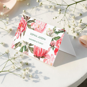 Tarjeta De Visita Acuarela Rosa Blanca Roja Floral