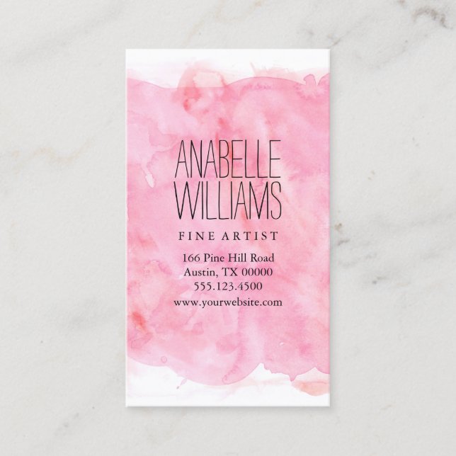 Tarjeta De Visita Acuarela rosa de moda (Anverso)