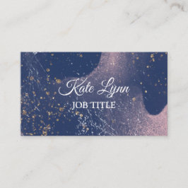Tarjeta De Visita Acuarela rosa y azul moderna con Purpurina dorado