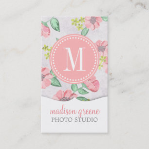 Tarjeta De Visita Acuarela rosada floral retra personalizada