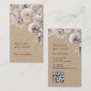Tarjeta De Visita Acuarela Rosas Delicadas   Código Qr Rústico