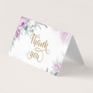 Tarjeta De Visita Acuarela Rosas Violetas Gracias