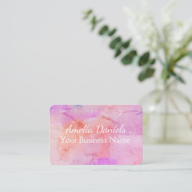 Tarjeta De Visita acuarela Rubor rosa bonito (Anverso de pie)