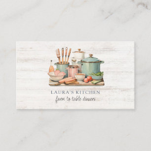 Tarjeta De Visita Acuarela Rusa Pots Pans Cocina