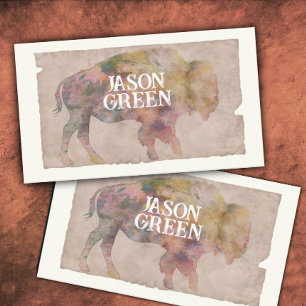 Tarjeta De Visita acuarela rústica estilo bison art sepia tonos